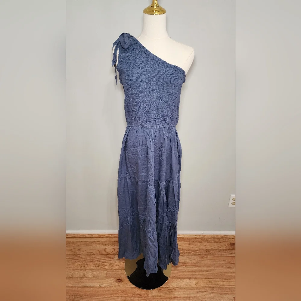 MEROKEETY One-Shoulder Summer Dress Party Beach Vacation w/ Leg Cut Out Size L - Picture 3 of 4